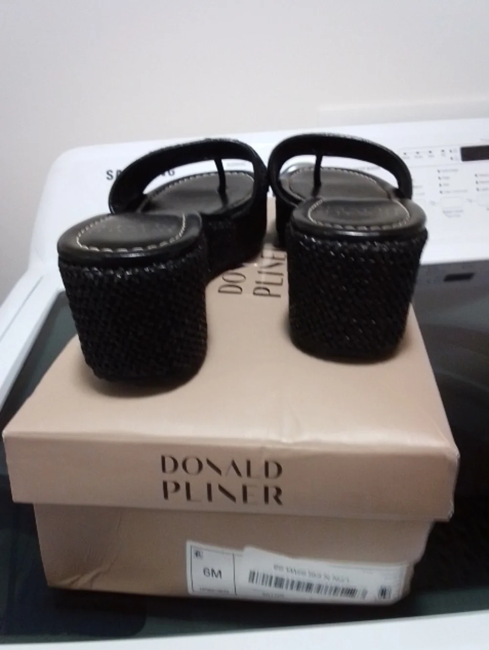 Donald J. Pliner Black Woven Slide Mules